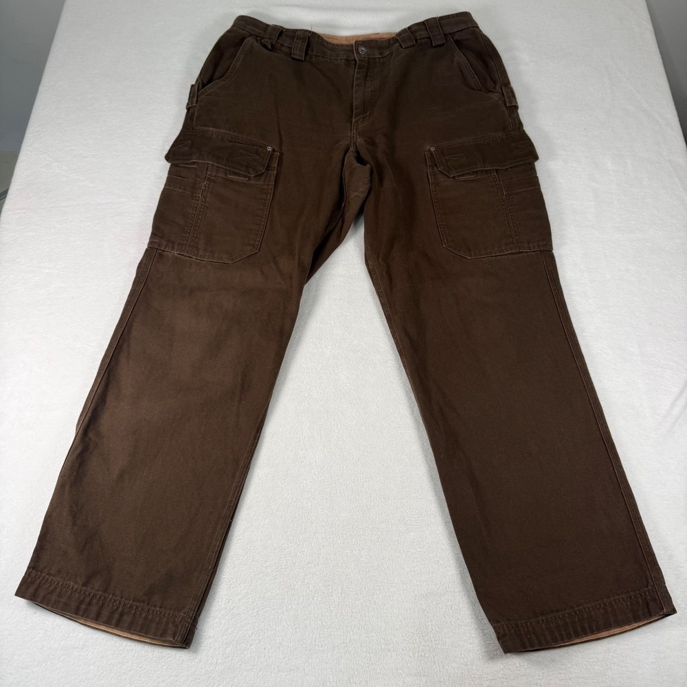 Duluth Trading Co Mens 40x34 Brown Fire Hose Cargo Work Pants Canvas Utility
